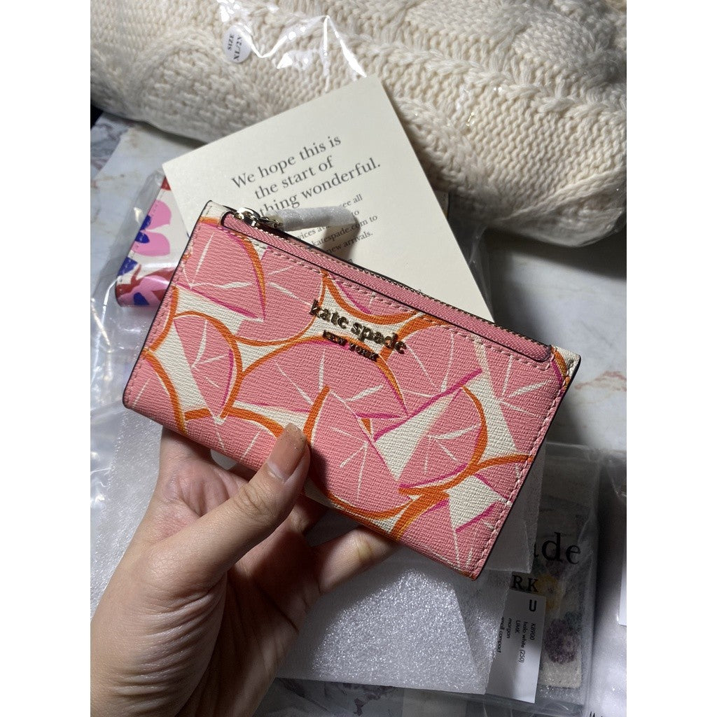 ORIG & IMPORTED KS Spencer Grapefruit Small Slim Bifold Wallet in Pink