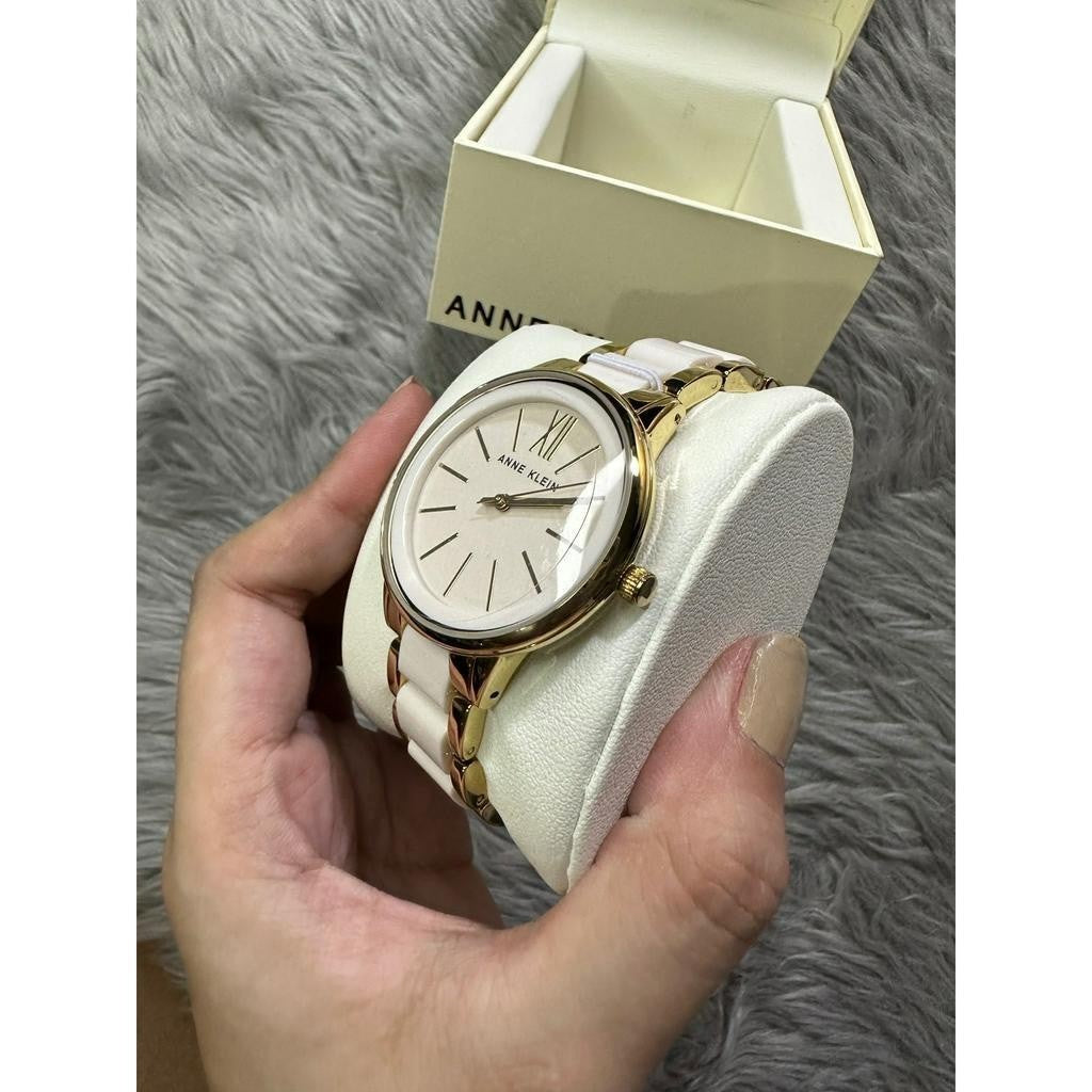 ORIG & IMPORTED AK Klein Women's AK/1412IVGB Gold-Tone and Ivory Resin Bracelet Watch