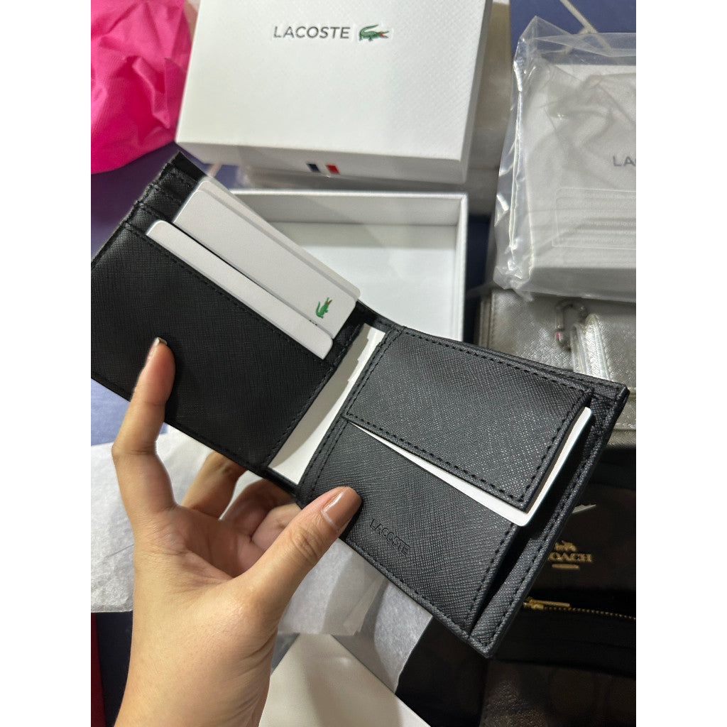 ORIG & IMPORTED LCT Men's Classic Petit Piqué Three Card Wallet BLACK NH2309HC