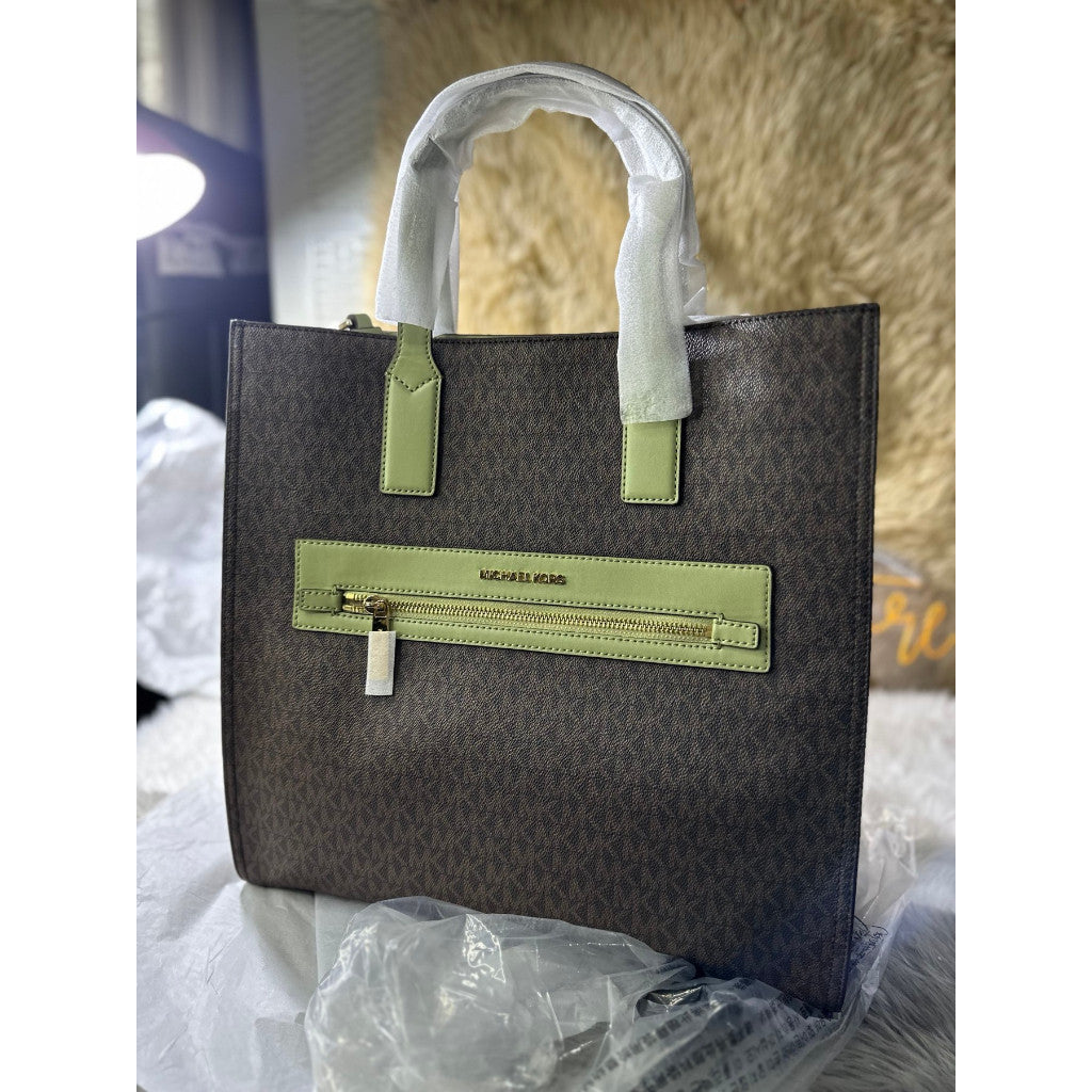 ORIG & IMPORTED MK Kenly Large Tote Bag Brown/Green Laptop Bag