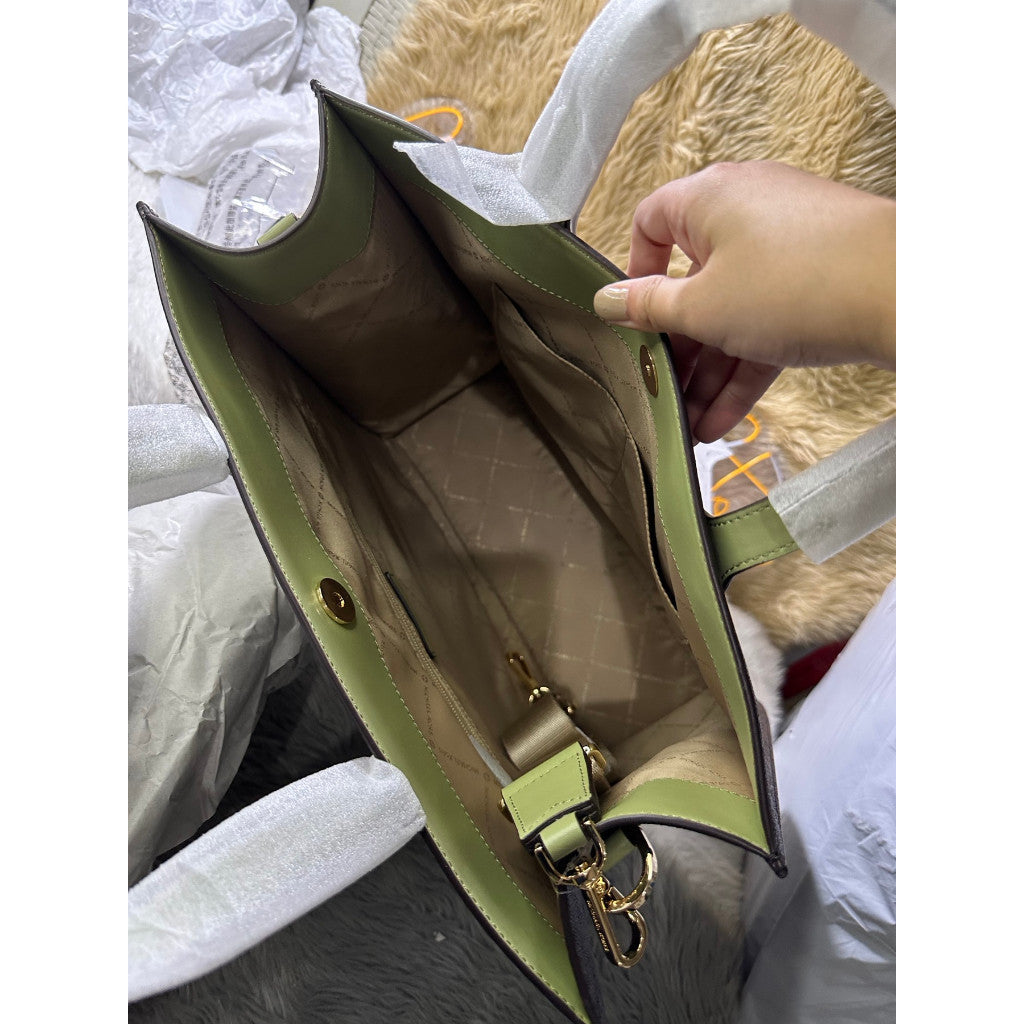 ORIG & IMPORTED MK Kenly Large Tote Bag Brown/Green Laptop Bag