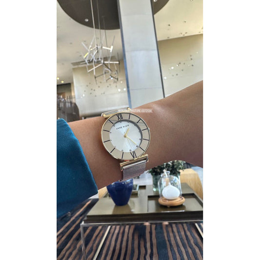 AK Klein Women's Glitter Accented Mesh Bracelet Watch AK/3781SVTT