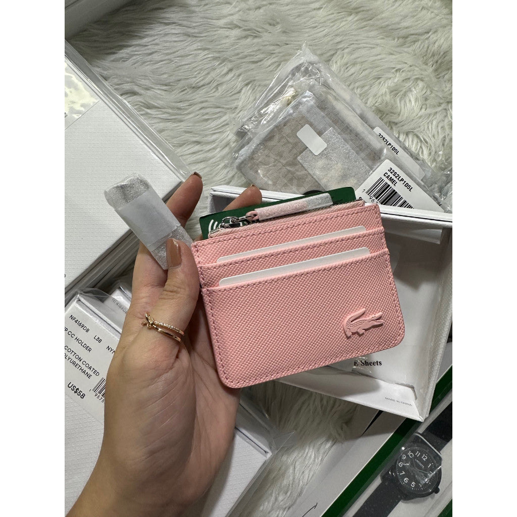 ORIG & IMPORTED LCT Women’s 4 Slot Zipped Card Holder Wallet in Black / Pink NF4169DB