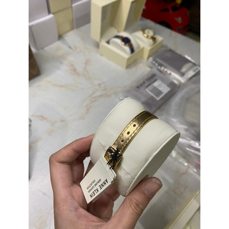 ORIG & IMPORTED AK Klein Women's Gold Leather Strap Watch 10/9442CHGD