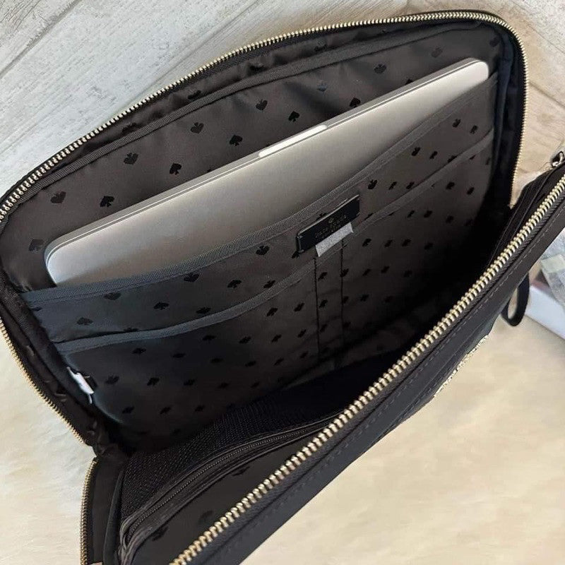 ORIG & IMPORTED KS Chelsea Nylon Laptop Bag Sleeve With Strap - Black/Lilac