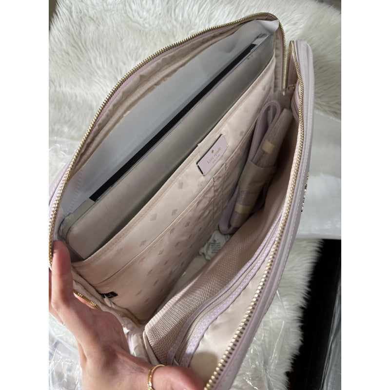 ORIG & IMPORTED KS Chelsea Nylon Laptop Bag Sleeve With Strap - Black/Lilac