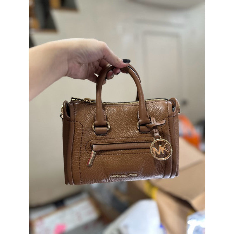 ORIG & IMPORTED MK Carine Leather Extra Small Mini Satchel Bag in Brown