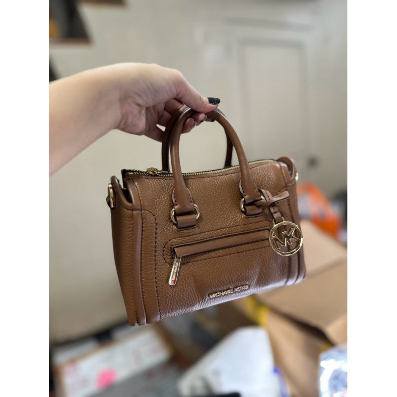 ORIG & IMPORTED MK Carine Leather Extra Small Mini Satchel Bag in Brown