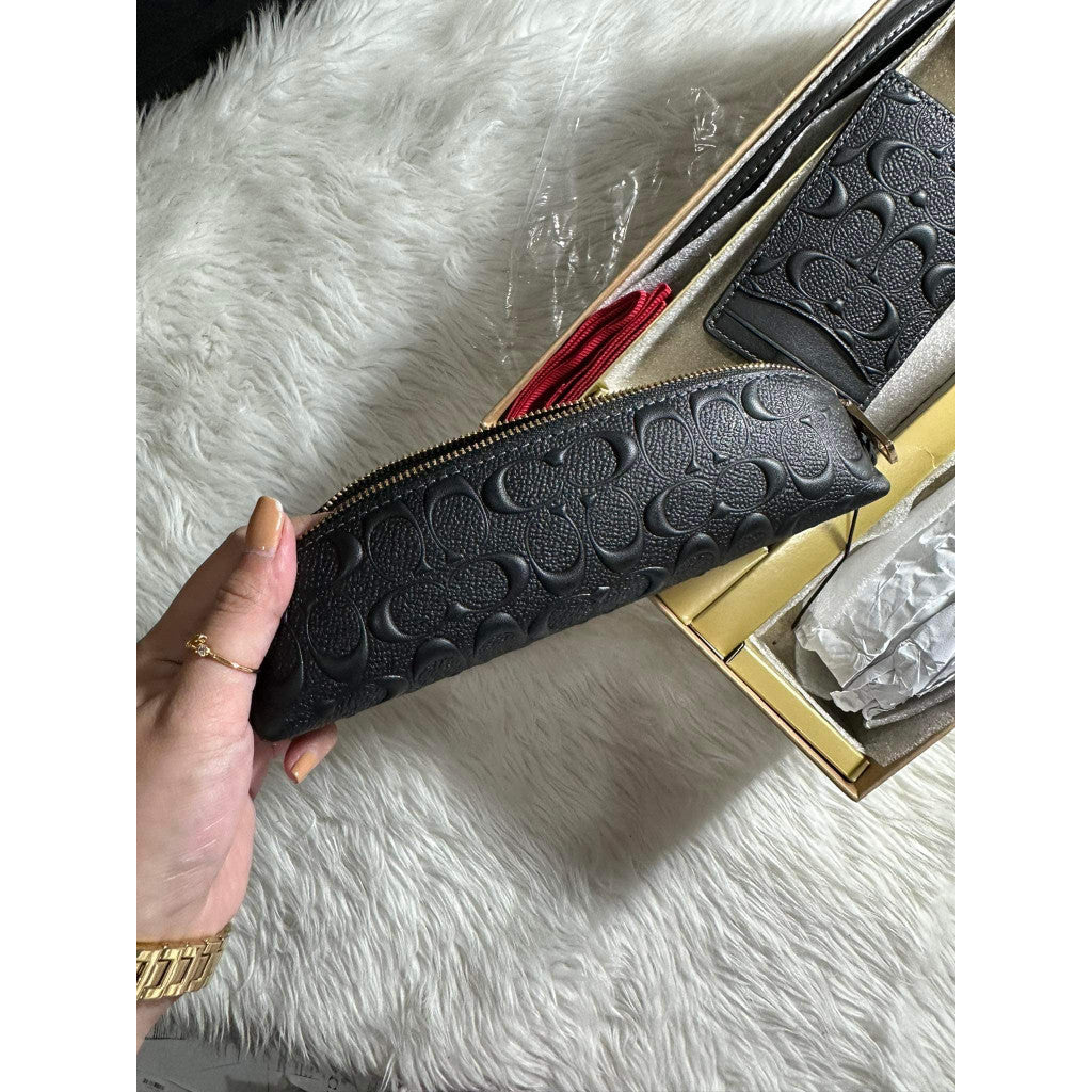 SALE! ❤️ ORIG & IMPORTED CCH Boxed Pencil Case And Id Lanyard Set In Signature Leather in Black