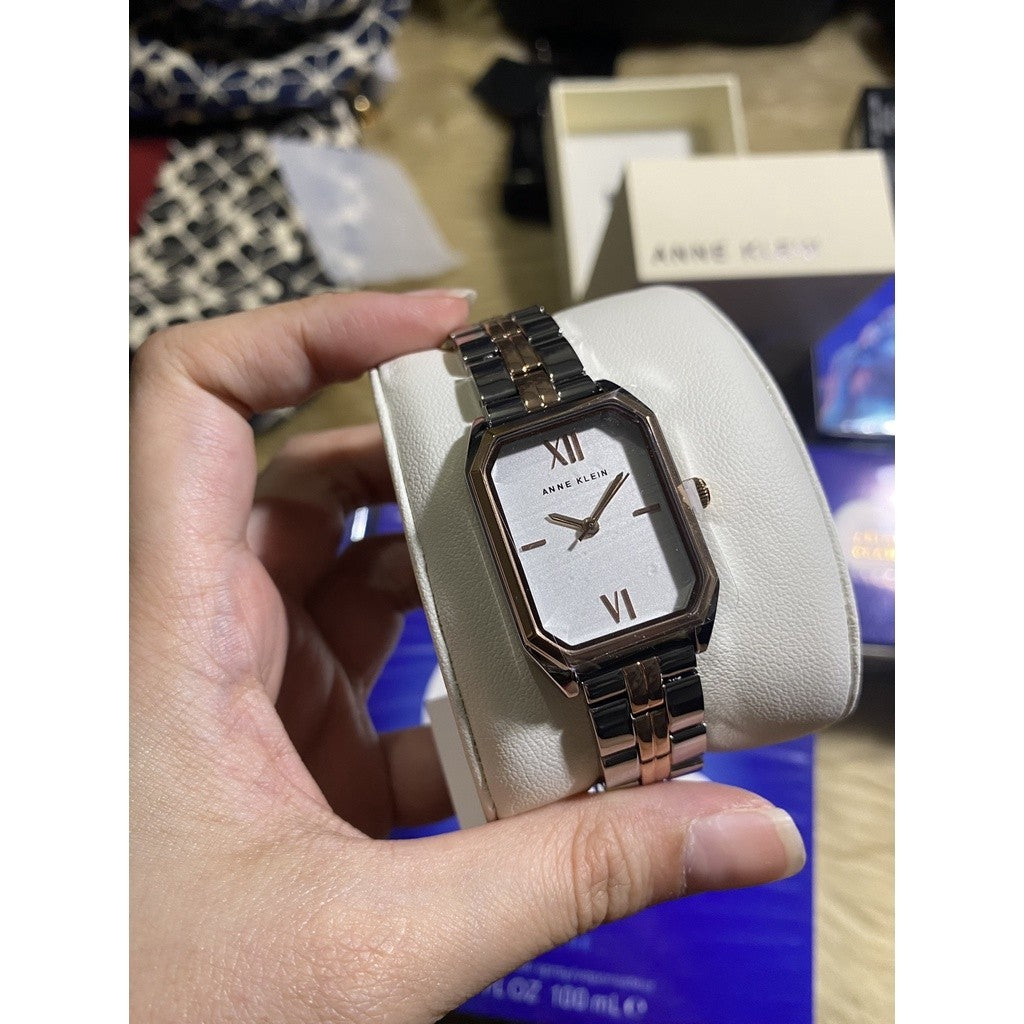 AK Klein Women Japanese Quartz Dress Watch Metal Strap, Rose Gold/Silver AK/3775SVRT