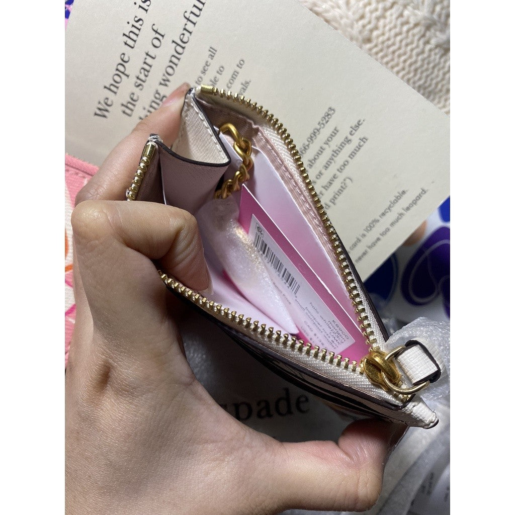 ORIG & IMPORTED KSKS Morgan Bouquet Toss Embossed Card Case Wristlet Wallet in Halo White