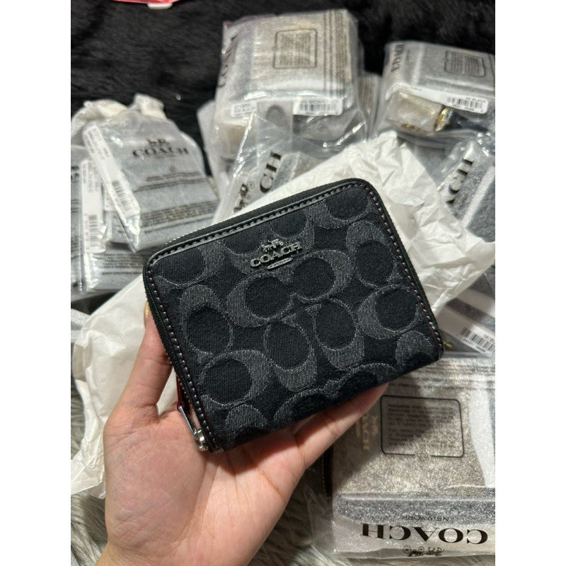 ORIGINAL & IMPORTED Coach Small Zip Around Wallet In Signature Jacquard Black/Brown