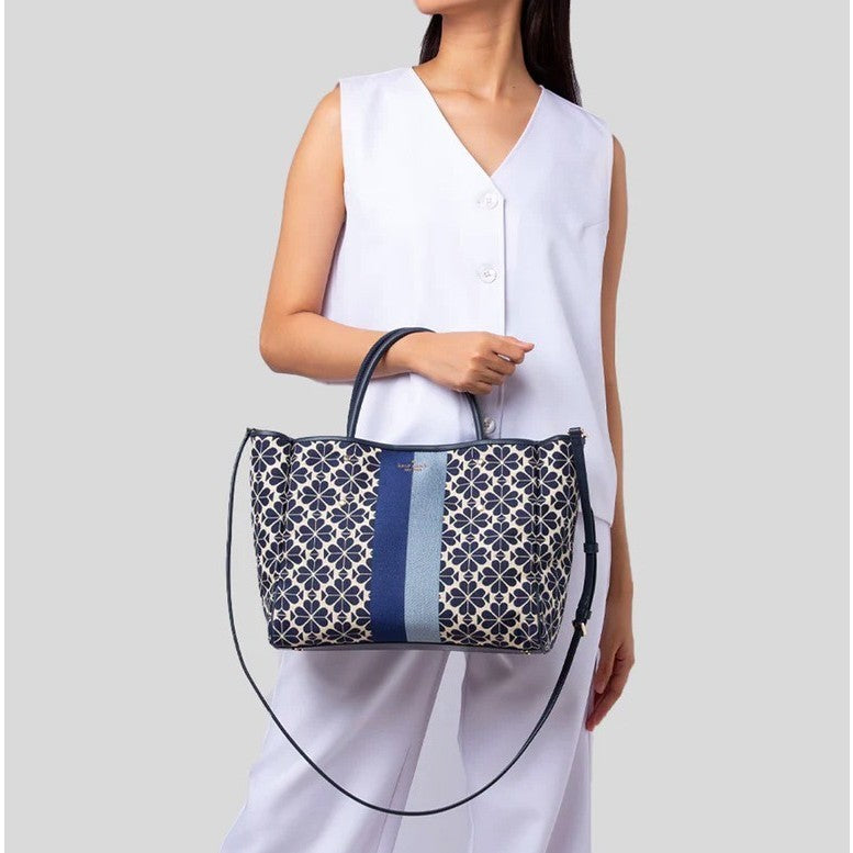 ORIG & IMPORTED KS Retail Everything Spade Flower Jacquard Medium Tote Blue Bag