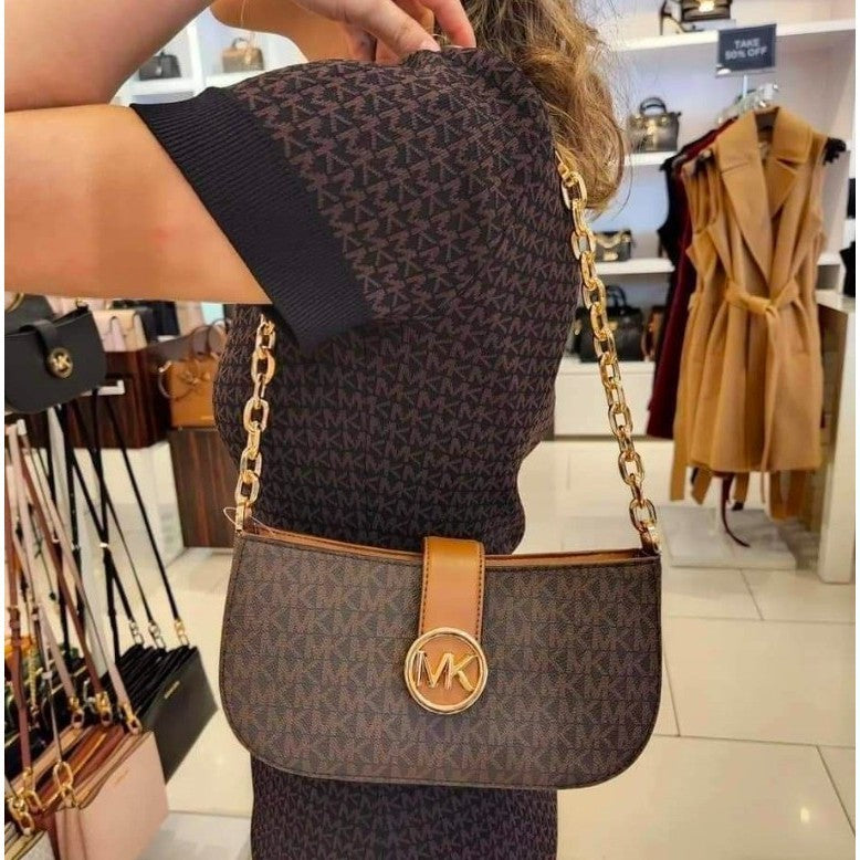 ORIG & IMPORTED MK Carmen Small Logo Shoulder Bag Brown