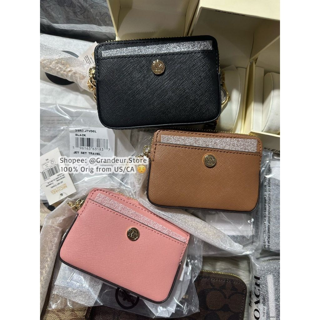 SALE! ORIG & IMPORTED MK Medium Logo Chain Zip Card Case Wallet
