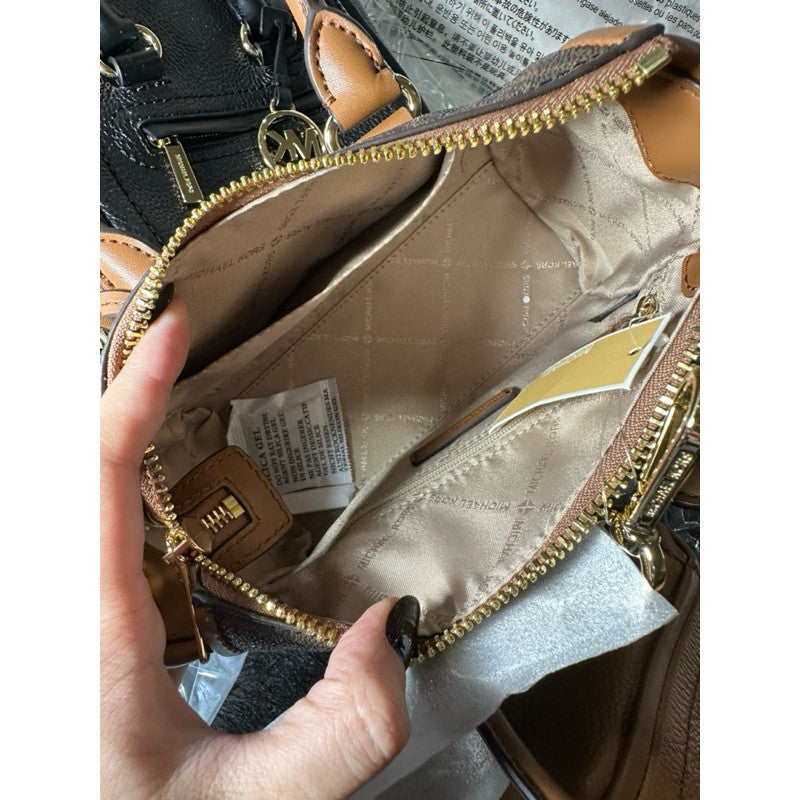 ORIG & IMPORTED MK Carine Signature Leather Extra Small Mini Satchel Bag in MonoBrow