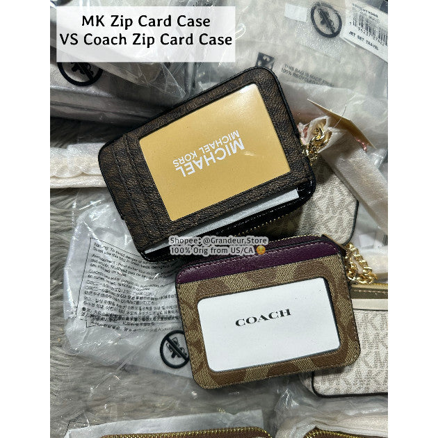 SALE! ORIG & IMPORTED MK Medium Logo Chain Zip Card Case Wallet
