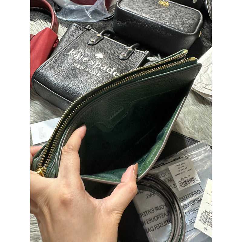 SALE! ORIG PRELOVED TB Blake Double Zip Slim Crossbody Bag Jitney Green