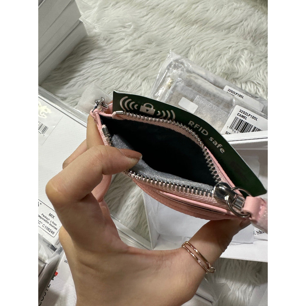 ORIG & IMPORTED LCT Women’s 4 Slot Zipped Card Holder Wallet in Black / Pink NF4169DB