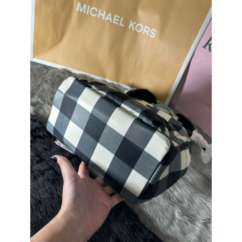ORIG & IMPORTED KS Chelsea Medium Backpack Nylon Bag in Black Multi Stripes