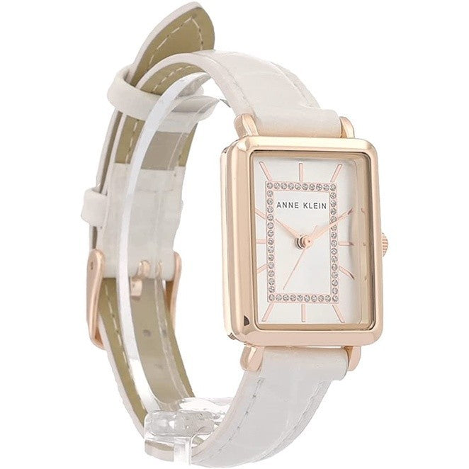 ORIG & IMPORTED AK Klein Japanese Quartz Watch with Faux Leather Strap, White Ivory 3820RGIV