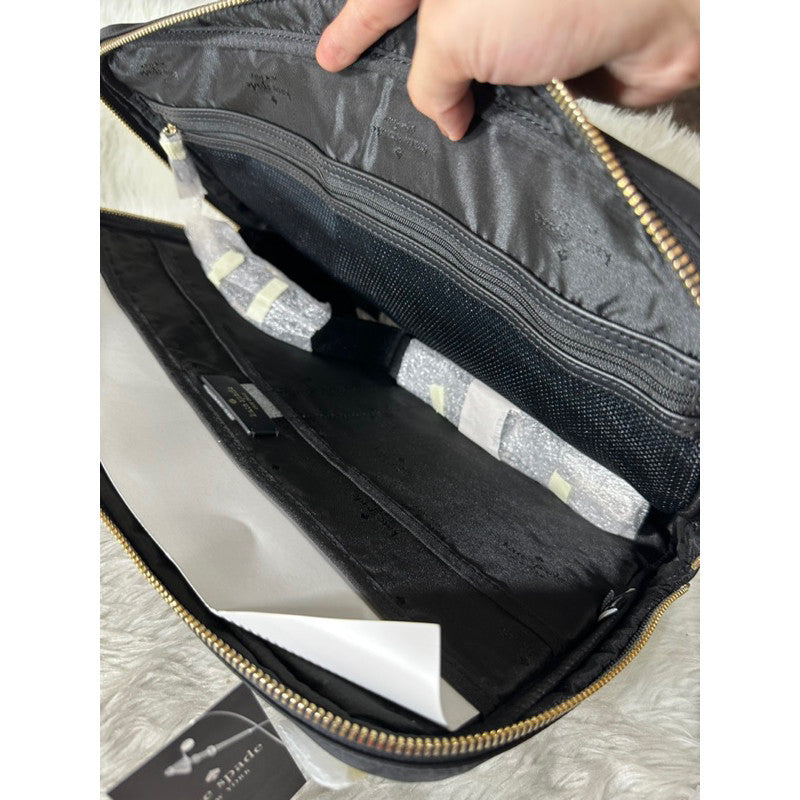 ORIG & IMPORTED KS Chelsea Nylon Laptop Bag Sleeve With Strap - Black/Lilac