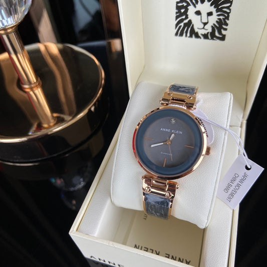 AK Klein Women's Genuine Diamond Dial Bangle Watch AK/2512TERG