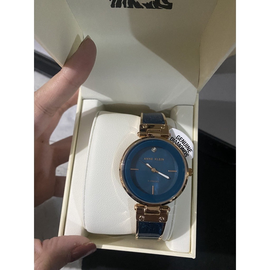AK Klein Women's Genuine Diamond Dial Bangle Watch AK/2512TERG