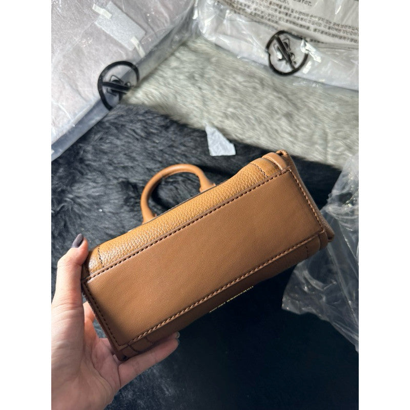 ORIG & IMPORTED MK Carine Leather Extra Small Mini Satchel Bag in Brown