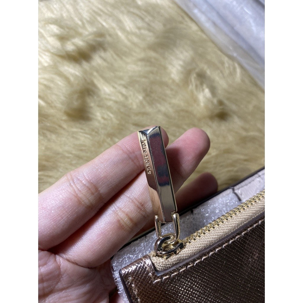 KS spencer metallic small slim bifold wallet in rose gold