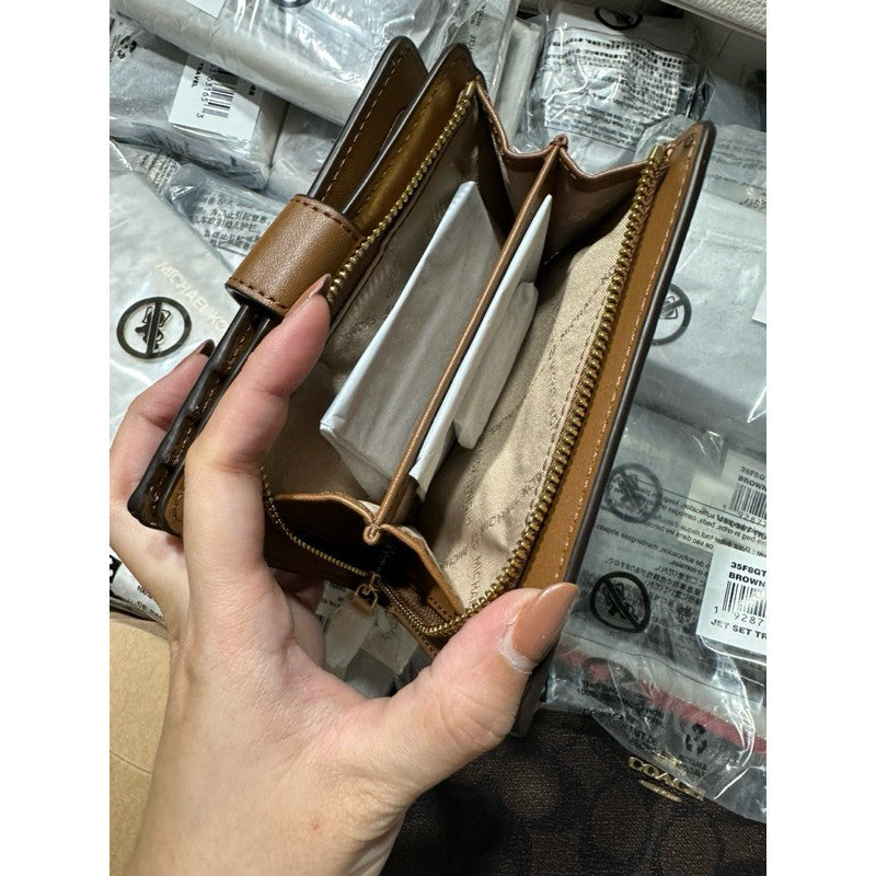 ORIG & IMPORTED MK Medium Signature Logo Wallet Brown/Vanilla White/Pink