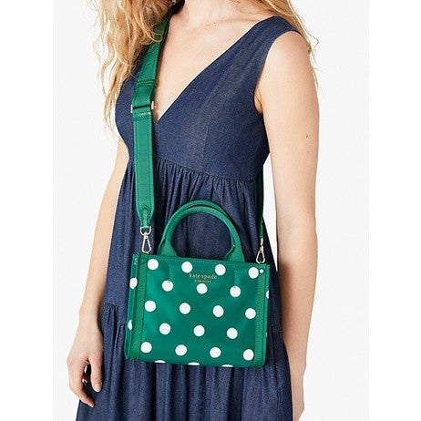 ORIG PRELOVED KS the little better sam sunshine dot mini tote nylon bag GREEN