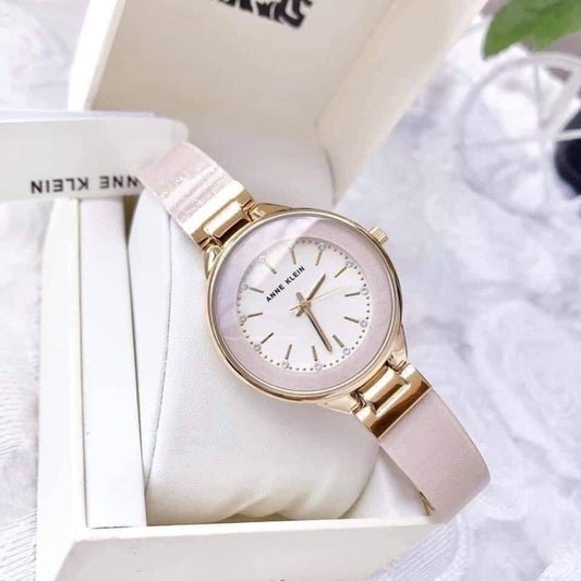 AK Klein Women's AK/1408CRCR Premium Crystal Accented Cream Bangle Watch