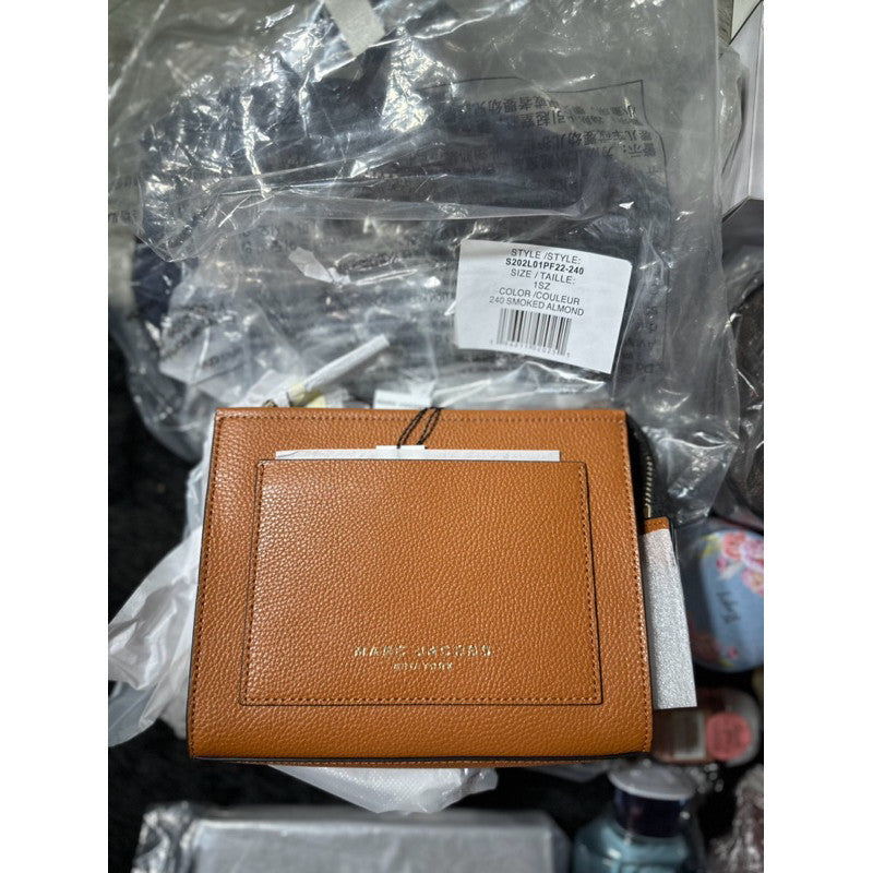 SALE! ORIG & IMPORTED MJ The Grind Leather Cosmetic Pouch Brown Smoked Almond