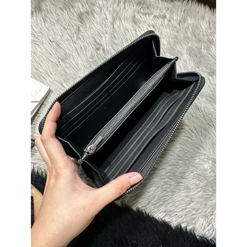 ORIG & IMPORTED CCH Accordion In Signature Leather Long Men's Wallet Black Embossed