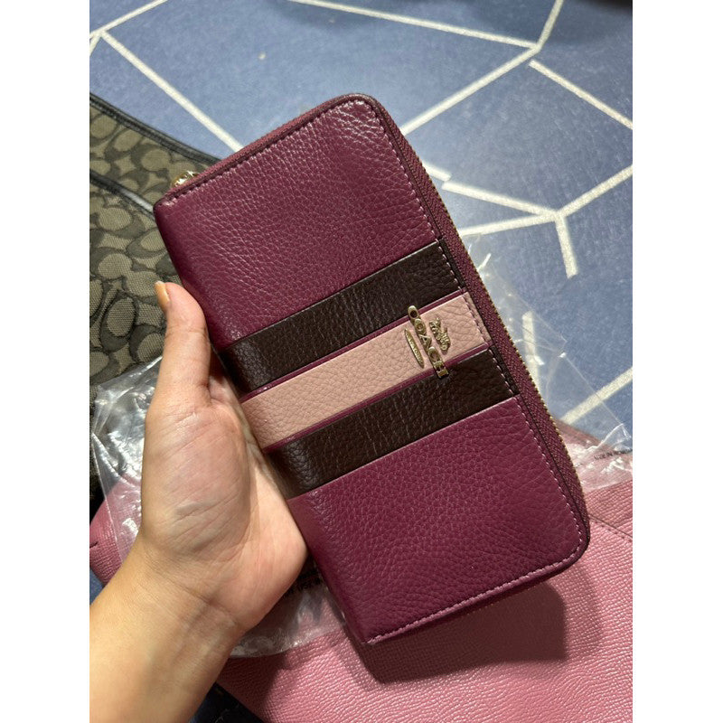 ORIG PRELOVED  CCH Long Zip Around Wallet In Signature Canvas Dark Brown