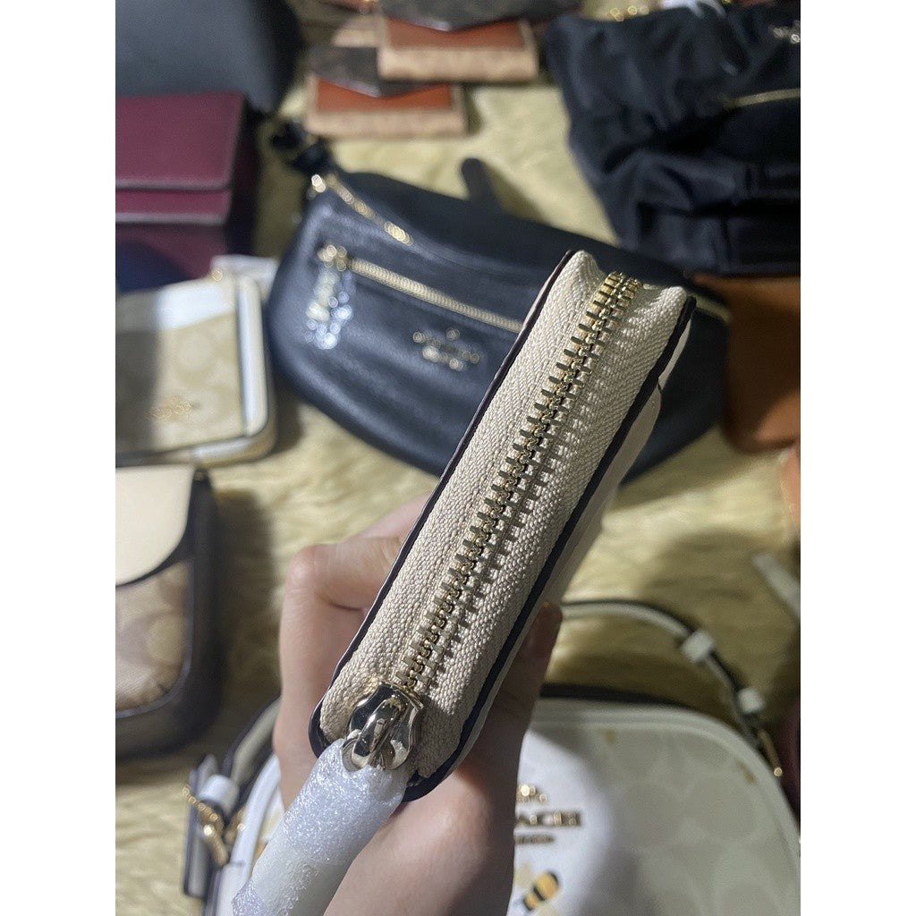 KS leila colorblock large continental long wallet in light sand