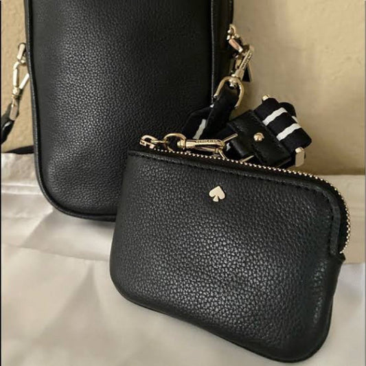 SALE! ❤️ ORIG & IMPORTED KS Coin Purse Detachable Wallet Bag Charm Brown/Black/White