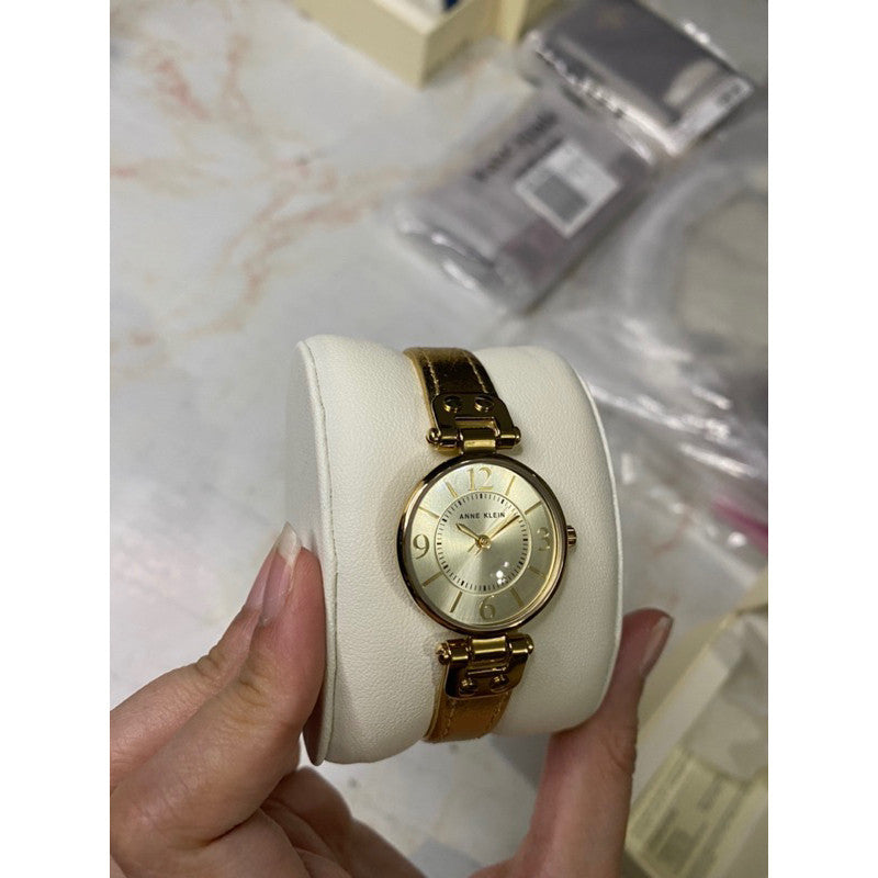 ORIG & IMPORTED AK Klein Women's Gold Leather Strap Watch 10/9442CHGD