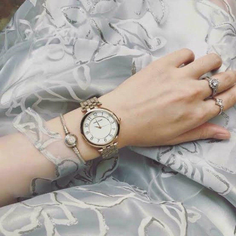AK Klein Women's Easy to Read Bracelet Watch AK/3662WTGB
