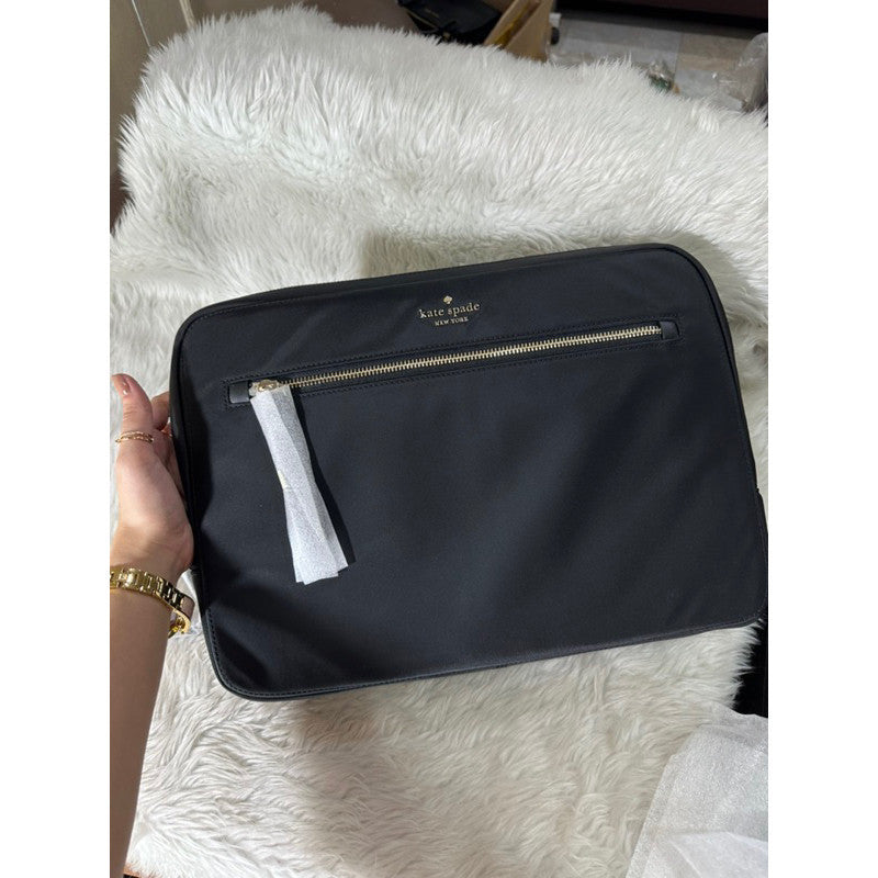 ORIG & IMPORTED KS Chelsea Nylon Laptop Bag Sleeve With Strap - Black/Lilac