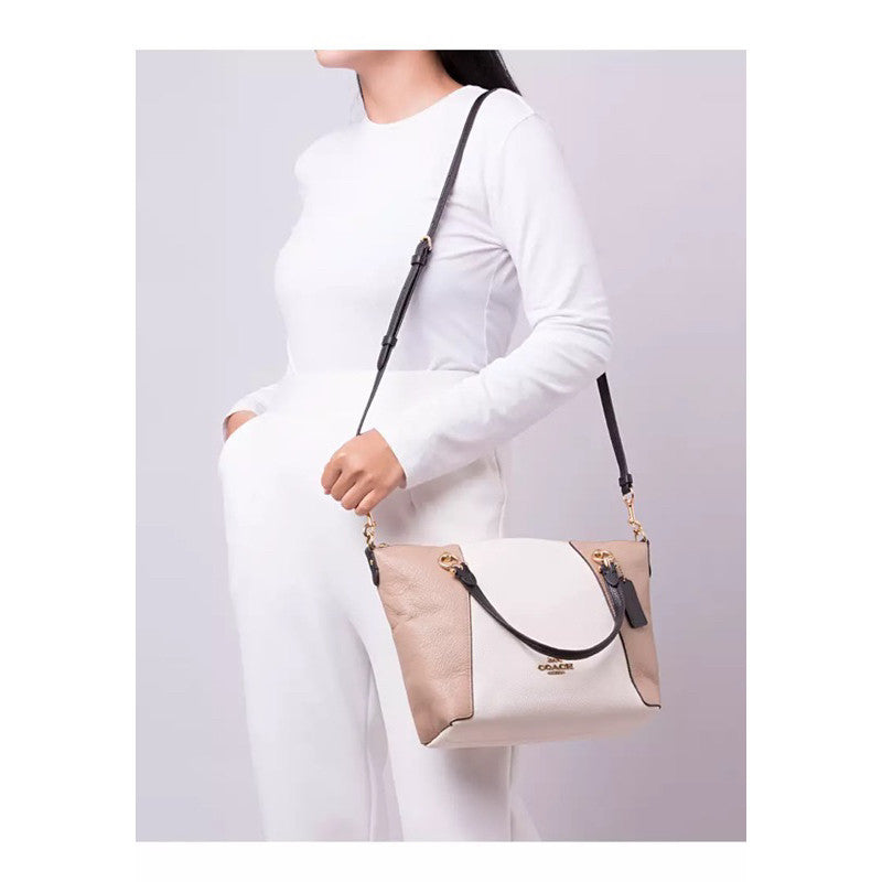 ORIG & IMPORTED CCH Kacey Two Way Satchel Bag in Beige/White