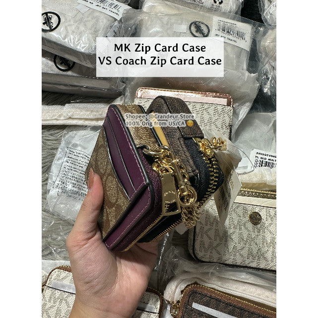 SALE! ORIG & IMPORTED MK Medium Logo Chain Zip Card Case Wallet