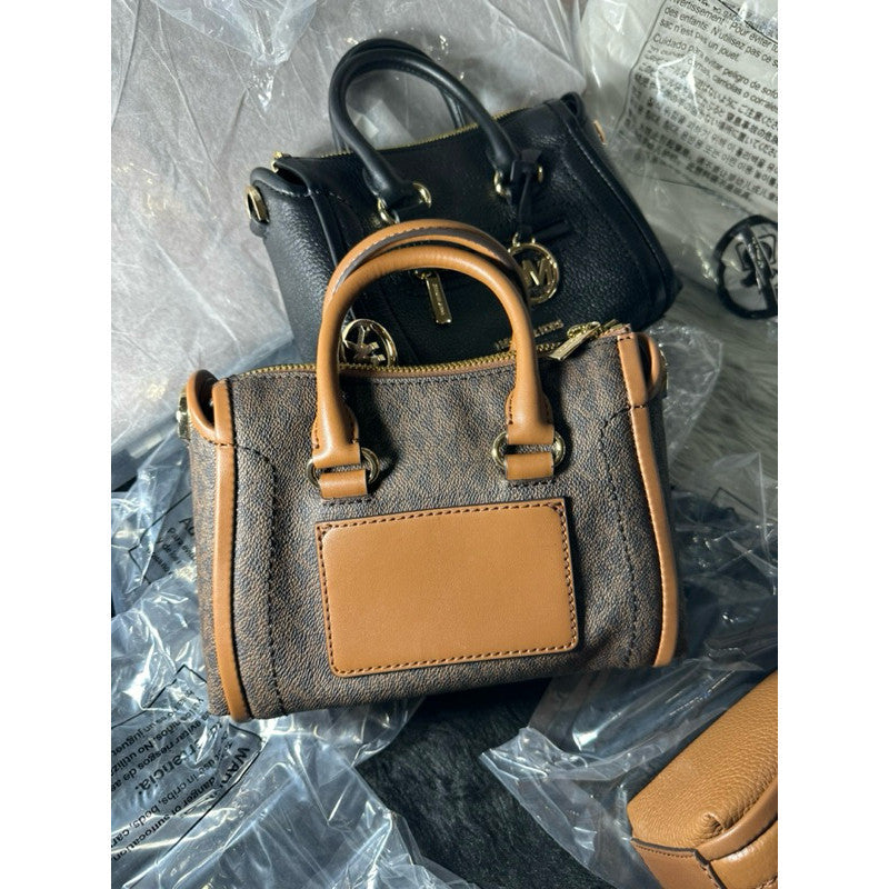 ORIG & IMPORTED MK Carine Signature Leather Extra Small Mini Satchel Bag in MonoBrow
