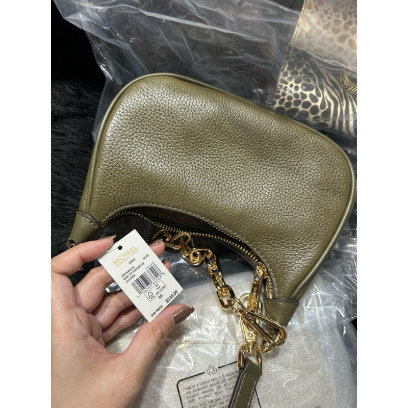 ORIG & IMPORTED MK Cora Mini Zip Pouchette KiliKili Crossbody Bag Olive Green