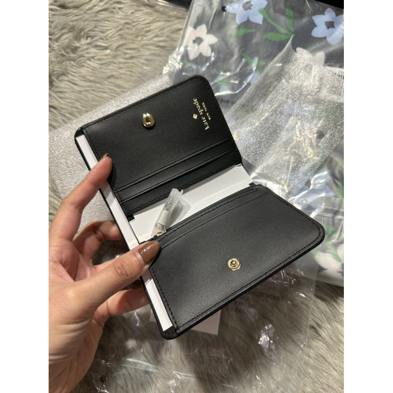 ORIG & IMPORTED KS Madison Saffiano Leather Small Bifold Wallet in Beige/Black