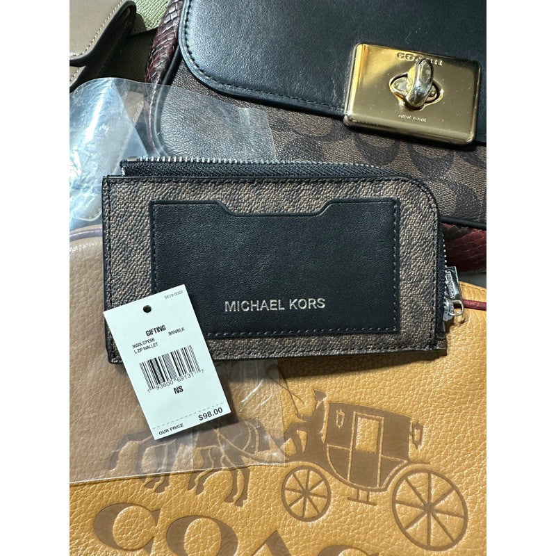 SALE! ORIG & IMPORTED MK Men's Leather Zip Card Wallet Black