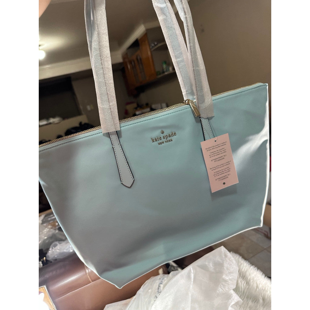 SALE! ORIG & IMPORTED KS Kitt Large Nylon Tote Bag Aqua Pool Blue