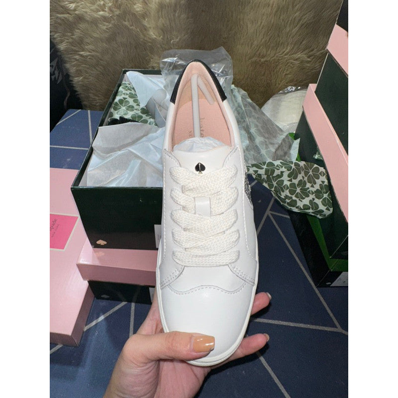AUTHENTIC/ORIGINAL KateSpade KS Fez Glitz Sneakers White Women Shoes