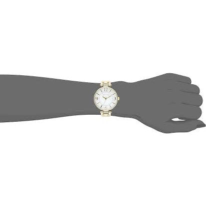 ORIG & IMPORTED AK Klein Women's 10-9168WTWT Gold-Tone and White Leather Strap Watch